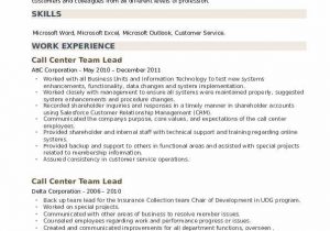 Sample Resume for Team Leader In Call Center Call Center Team Lead Resume Samples