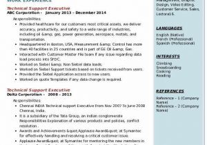 Sample Resume for Technical Support Executive In Bpo Technical Support Executive Resume Samples