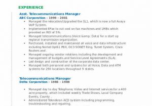 Sample Resume for Telecom Operations Manager Tele Munications Manager Resume Samples