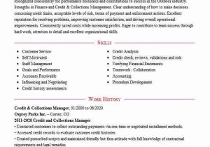 Sample Resume for the Post Of Credit Manager Credit and Collections Manager Resume Example Cambridge