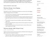 Sample Resume for top Management Position Warehouse Manager Resume & Writing Guide