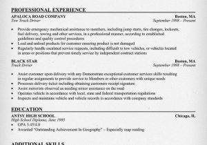 Sample Resume for tow Truck Driver tow Truck Driver Sample Resume Resume Panion