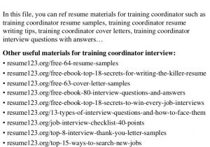Sample Resume for Training and Development Coordinator top 8 Training Coordinator Resume Samples