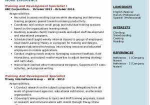 Sample Resume for Training and Development Specialist Pdf Training and Development Specialist Resume Samples Sample Resume for Training and Development Specialist Pdf Training and Development Specialist Resume Samples