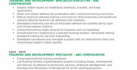 Sample Resume for Training and Development Specialist Pdf Training and Development Specialist Resume Samples