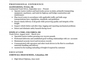 Sample Resume for Truck Driver Position Truck Driver Resume Sample