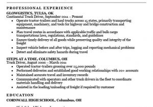 Sample Resume for Truck Driver with Experience Truck Driver Resume Sample