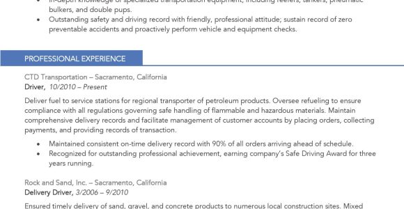 Sample Resume for Truck Driving Job Truck Driver Resume Template Brand New Resume