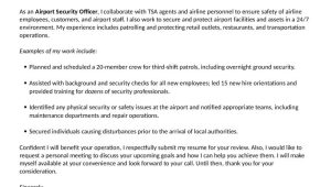 Sample Resume for Tsa Airport Security Airport Security Officer Cover Letter