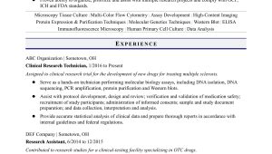 Sample Resume for Undergraduate Research assistant No Experiance Entry-level Research Technician Resume Sample Monster.com