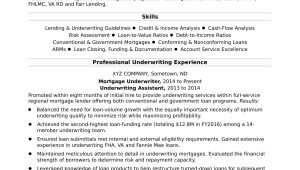 Sample Resume for Us Mortgage Underwriter Mortgage Underwriter Resume Sample Monster.com