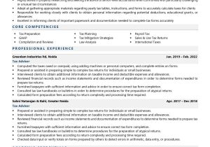 Sample Resume for Us Tax Preparer Tax Advisor Resume Examples & Template (with Job Winning Tips)