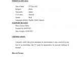 Sample Resume for Us Visa Application Visit Visa Resume