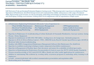 Sample Resume for Utility and Maintenance Engineer Cv Maintenance Engineer Pdf Machines Air Conditioning