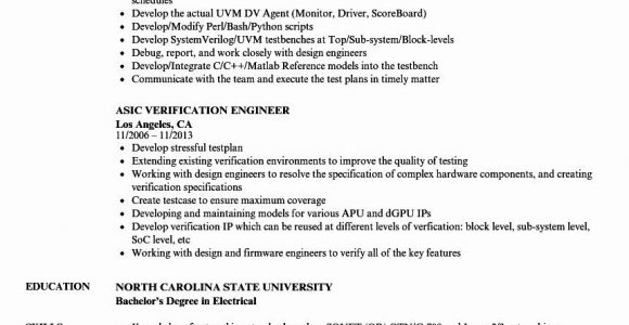 Sample Resume for Vlsi Verification Engineer Resume format Vlsi Design Engineer Resume format