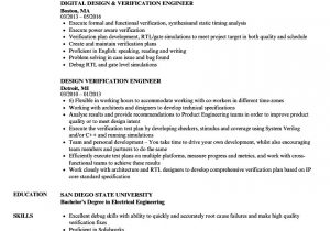 Sample Resume for Vlsi Verification Engineer Verification Engineer Resume