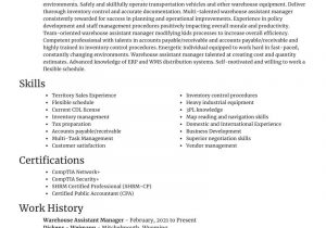 Sample Resume for Warehouse assistant Manager Warehouse assistant Manager Resumes