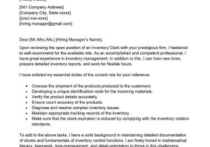 Sample Resume for Warehouse Inventory Clerk Inventory Clerk Cover Letter Examples – Qwikresume