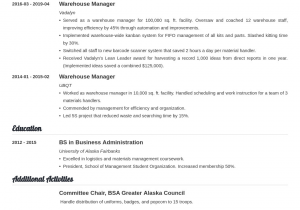 Sample Resume for Warehouse Manager In India Warehouse Manager Resume Sample [ Job Description]