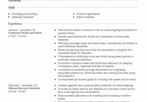 Sample Resume for Warehouse Picker Packer Packer Warehouse Picker Resume Example Dolls Kill Inc