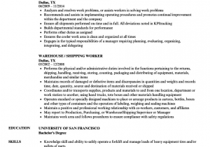 Sample Resume for Warehouse Shipping and Receiving Warehouse Shipping Resume Samples