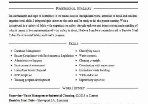 Sample Resume for Waste Management Job Waste Collector Resume Example Rumpke Columbus Ohio