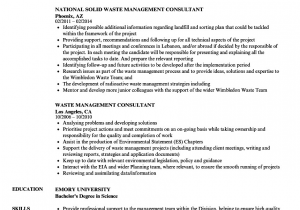 Sample Resume for Waste Management Job Waste Management Consultant Resume Samples