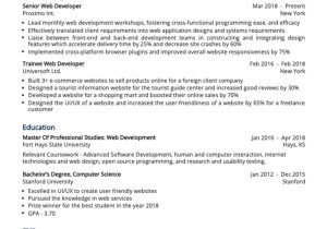 Sample Resume for Web Developer without Experience Web Developer Resume Example 2022