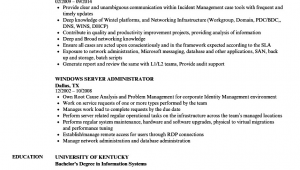 Sample Resume for Windows Server Administrator Fresher Senior Windows System Administrator Resume