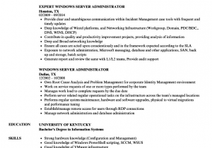 Sample Resume for Windows Server Administrator Fresher Senior Windows System Administrator Resume