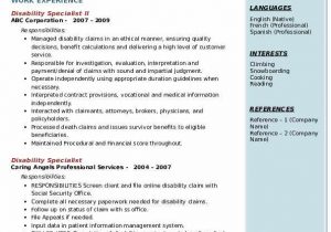 Sample Resume for Working with Developmental Disabilities Disability Specialist Resume Samples