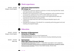 Sample Resume format for Freshers Call Center Job Modern Call Center Resume Sample