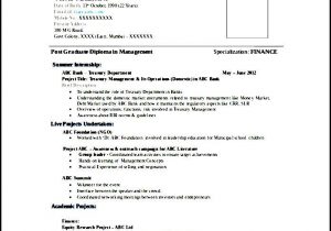 Sample Resume format for Mba Finance Freshers Mba Finance Fresher Resume Word format Free Download