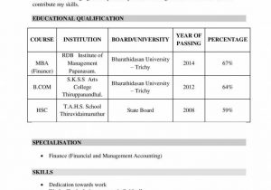 Sample Resume format for Mba Finance Freshers Mba Fresher Resume for Hr and Finance Financeviewer
