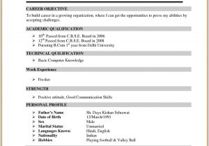 Sample Resume format for Mcom Freshers Basic Resume format for Freshers B Graduate Best