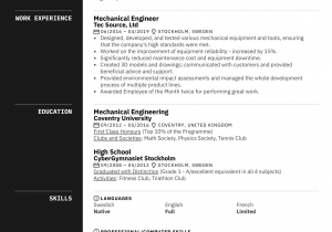 Sample Resume format for Mechanical Engineer Mechanical Engineer Resume Sample