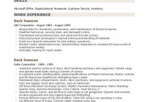 Sample Resume format for Seaman Deck Cadet Deck Seaman Resume Samples