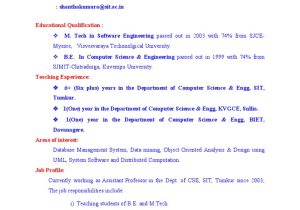 Sample Resume Fresher Lecturer Engineering College asst Prof Resume Template Pdf Computer Science Science and …