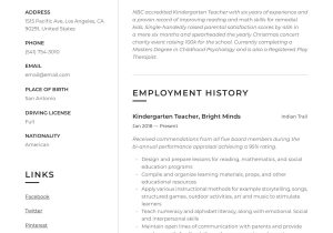 Sample Resume From Preschool Teacher to Business Kindergarten Teacher Resume & Writing Guide  12 Examples 2020