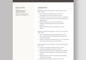 Sample Resume Golf Course assistant Superintendent Free Free Golf Course assistant Superintendent Resume Template …