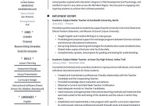 Sample Resume High School Teacher Los Angeles County Academic Subjects Teacher Resume & Guide 21 Templates Pdf 2022