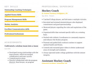 Sample Resume Hockey Player Profile Template Hockey Coach Resume Example with Content Sample Craftmycv