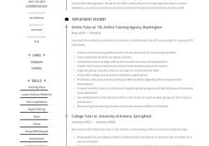 Sample Resume Home Tuition Pamphlet Examples Tutor Resume & Writing Guide  12 Resume Examples 2019