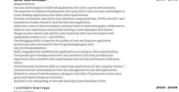 Sample Resume Java Developer 3 Years Experience Java Developer Resume Samples All Experience Levels Resume.com …