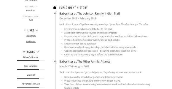 Sample Resume Job Description for Babysitter 19 Babysitter Resume Examples & Writing Guide 2022