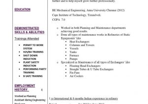 Sample Resume Mechanical Engineer Oil and Gas Best Resume for Planning Dept In Oil and Gas