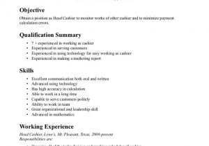 Sample Resume Objective for Cashier Position Head Cashier Resume Examples Job Resume Examples, One Page …