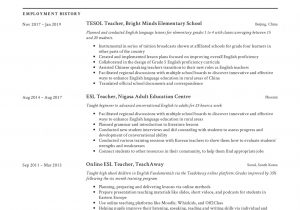 Sample Resume Objective for Esl Teacher English Teacher Cv Objective October 2021
