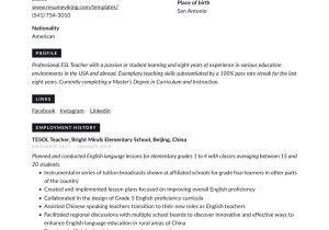 Sample Resume Objective for Teaching Position 19 Esl Teacher Resume Examples & Writing Guide 2022