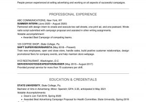 Sample Resume Objective for Undergraduate College Students College Student Resume Example and Writing Tips